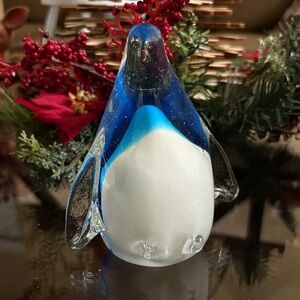 Blue and White Glass Penguin Figurine